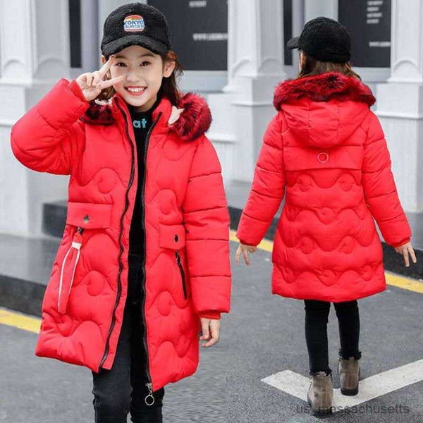 Piumino Piumino invernale per bambini nuovi per ragazze Cappotto antivento addensato per 8 10 12 14 anni Blu / Rosso / Nero Colore R230905