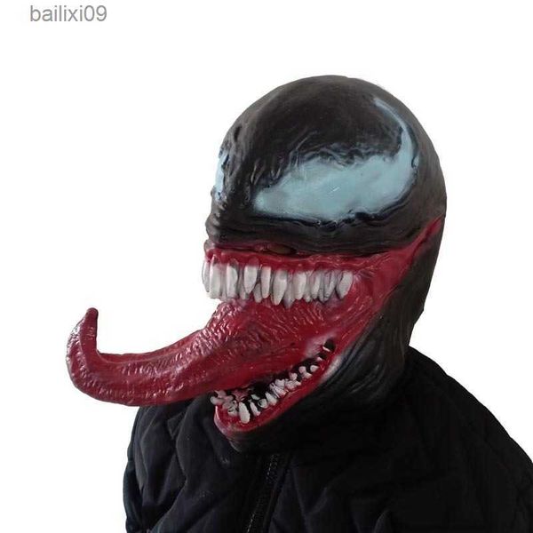 Partymasken Horror Halloween Maske Venom Cosplay Masken mit langer Zunge Vollkopf Latexmaske Spukhaus Requisiten Partyzubehör Unisex T230905