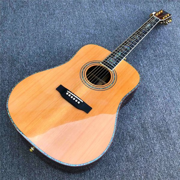 Yeni katı sedir üst 41 inç d stil akustik gitar abalone çiçekler alaylar abanoz klavye cocobolo sırt ve yanlar gitar