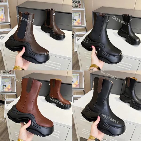 Alta qualidade designer archlight plataforma botas femininas tornozelo bota moda esquadrão chunky boot lã inverno botas de couro tamanho 35-40