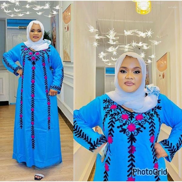 Roupas étnicas Turquesa Royal Islâmico Moderno Elegante Dubai Marroquino Camisa Longa Árabe Vestido Europeu e Americano Tendências de Moda