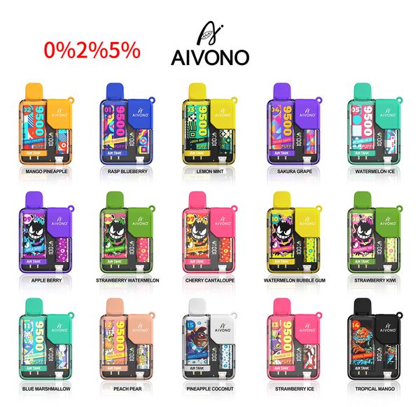 Original AIVONO Puff 9500 Aivono Einweg-Vape-Pod E-Zigarette 0 % 2 % 3 % 5 % mit Kindersicherungsbildschirm, vorgefüllte Kartusche, rauchender Verdampferstift im Vergleich zu BC 5000