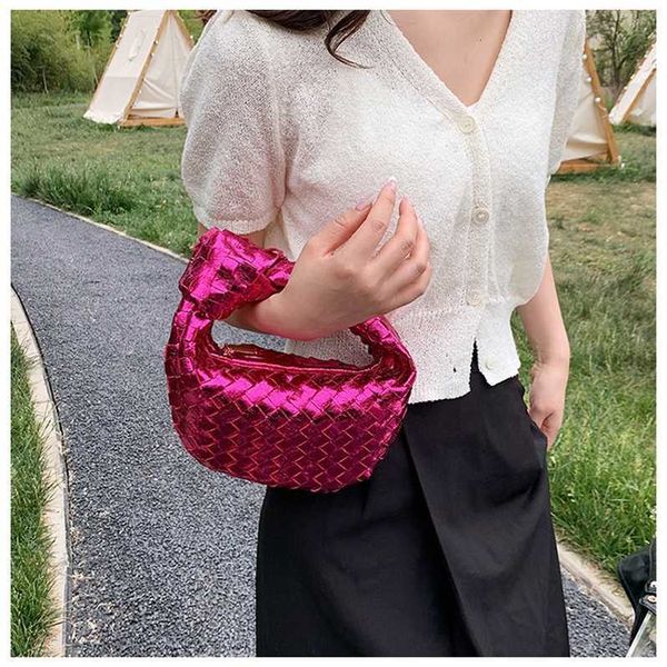 Borsa Bvs Designer 2023 Tessuto da donna lavorato a maglia annodato cucito a mano Specchio di qualità y di alta qualità lucido tessuto fatto a mano Venbotegas portatile