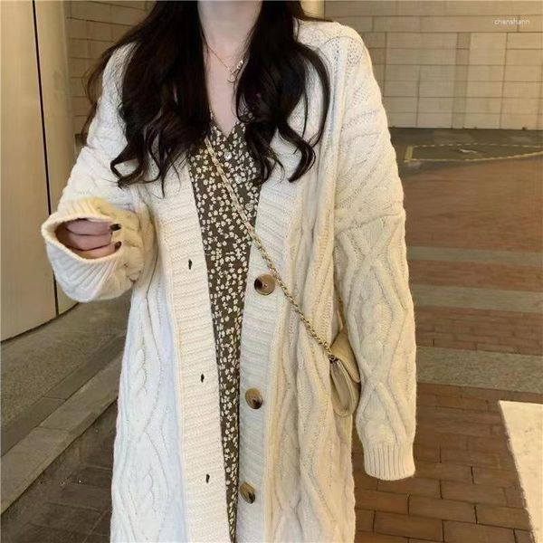Kadın Düğmeleri Kadın Örgü Örgü HARDIGAN BEKLİ KREYİ V YEŞKİLİ Uzun Kollu Tek Boyut Şık Sonbahar Takım Kazak Katı Palto