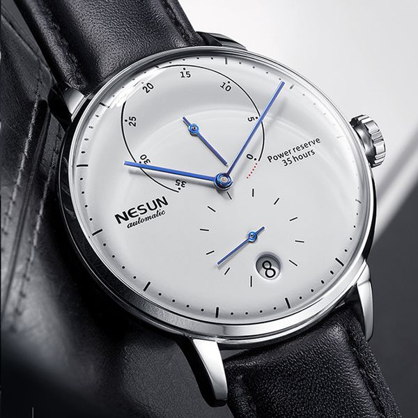 Outros relógios Suíça NESUN marca de luxo automático relógios mecânicos masculinos couro safira à prova d'água relógios de exibição de energia N9603 230904