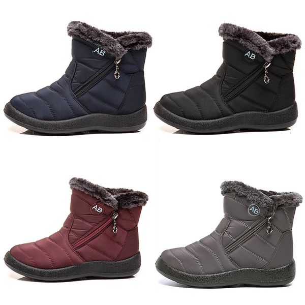 Seitenstiefel Schneedame warm warmes Reißverschluss leichte Baumwollschuhe Schwarz Rot Blau grau im Winter im Freien Sport Sneaker Color4 Real Le 32 54 Wter