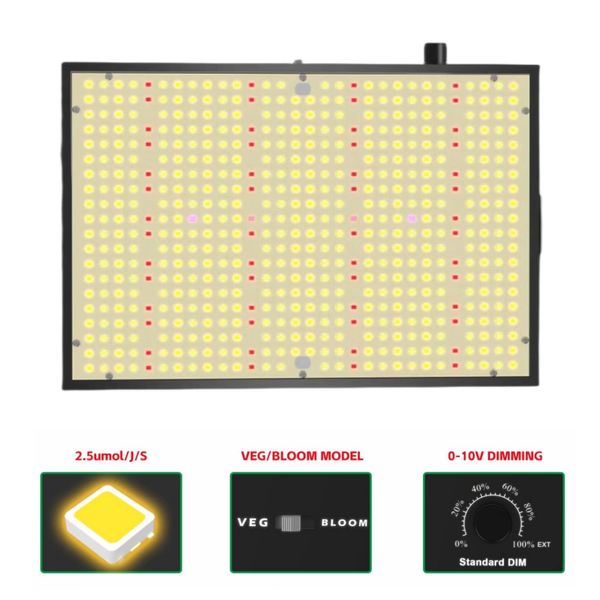 Ephydro Tam Spektrum LED Grow Light 100W 576pcs LED Yüksek PPFD SEHERLE İLE SEHERLİ BLOOM MODLARI İLE IŞIK YAPI