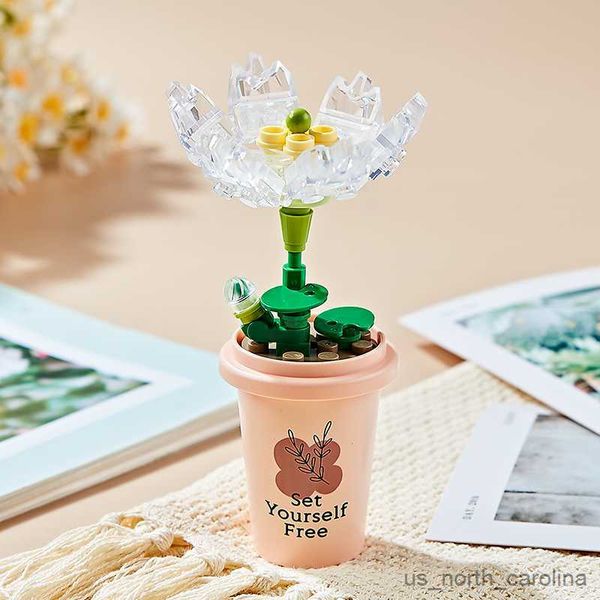 Blöcke Blume Bausteine Spielzeug Topfpflanze Kompatibel Klassische Ziegel Montage Spielzeug Sammlung Geschenk Souvenir R230905