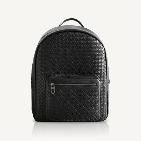 Backpack Designer Genuine Leather Woven Bag Saco de Viagem de Moda de Moda de luxo de luxo Minimalist Business Is Backpack Computer Bag A4 Arquivo 2023 Novo