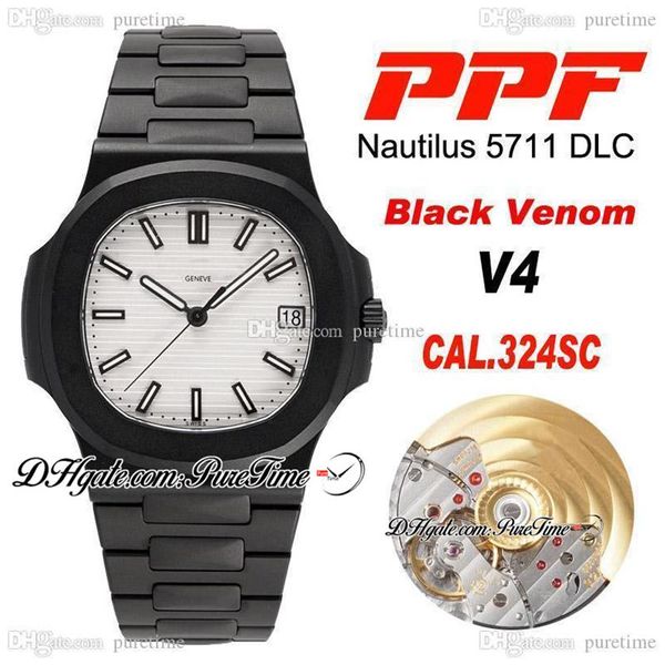 2021 ppf 5711 324sc 324cs relógio masculino automático preto venom dlc textura branca mostrador pulseira de aço inoxidável 40mm edição ptpp 289h