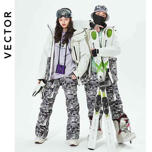 Trajes de esqui Jaket Ski Pria Wanita Vektor Celana Panjang Mantel Snowboard Olahraga Luar Ruangan Tahan Air Hangat Musim Dingin 230905