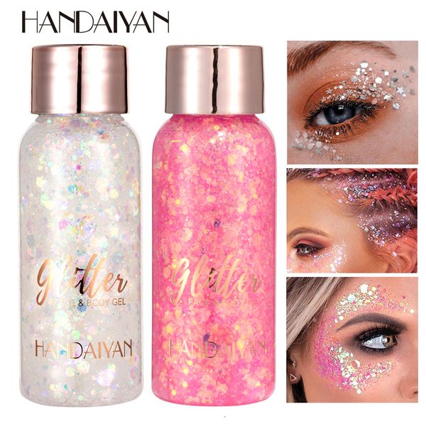 Glitter per il corpo con cucchiaio per striscio Multifunzione per occhi Glitter per unghie Capelli Corpo Viso Glitter Gel Art Flash Paillettes sciolti Crema Festival Glitter Deco 230904