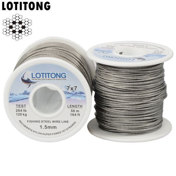 Treccia di filo LOTITONG 70lb368lb filo di acciaio da pesca Lenze da pesca 7x7 49 fili super morbida Copertura in plastica Impermeabile Leader line 230904