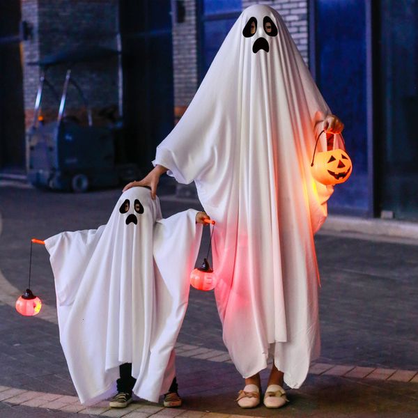 Tema Traje Halloween Fantasma Manto Adulto Cosplay Trajes Anime Sem Rosto Homem Role Play Vestuário Pais-Crianças Helloween Party Dress Horror Elf 230904