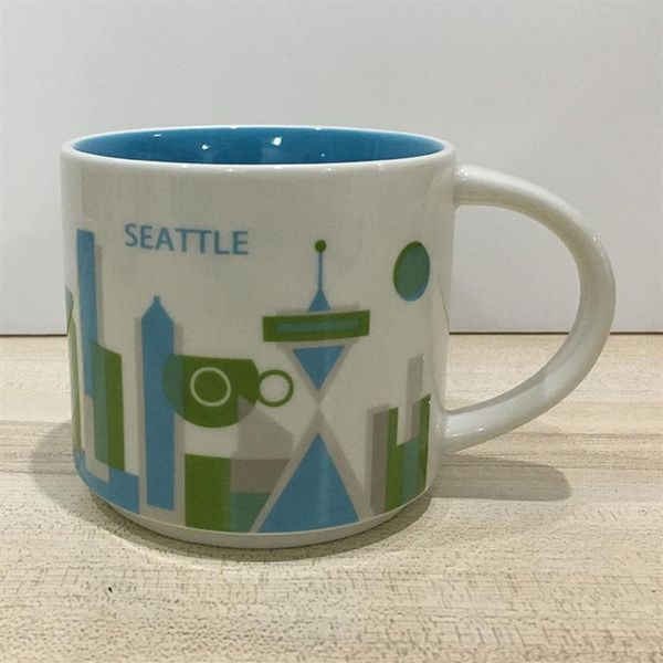 Tazza da caffè Starbucks City in ceramica con capacità di 14 once Tazza da caffè American Cities con scatola originale Seattle City245i