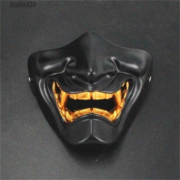 Parti Maskeleri Cadılar Bayramı Cosplay Airsoft Maske Koruyucu Moda Yarım Yüz Maskesi Prajna Hannya Maskesi Japon Samurai Kötü Oni Şeytan Parti Dekoru T230905