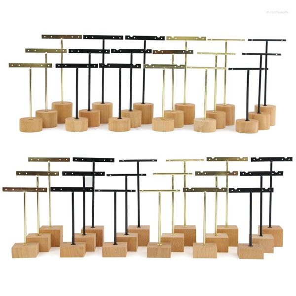 Schmuckbeutel, Ohrringhalter, dreiteiliges Set mit Holzsockel, Ohrringe, Anhänger, Metall-Präsentationsständer, Eisen