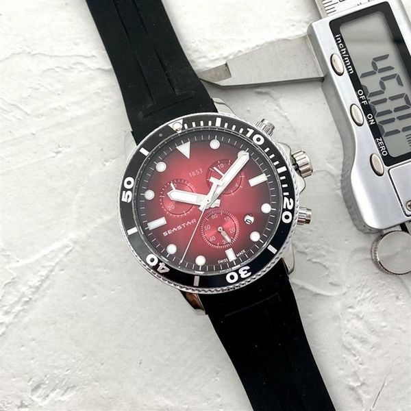 Наручные часы для мужчин, новинка 2022 года, мужские часы диаметром 42 мм, рабочие кварцевые часы с циферблатом, SEASTAR 1853, лучший люксовый бренд, хронограф Cloc243e