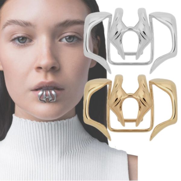 Anelli per campanelli per ombelico Set di clip per labbra gotici geometrici con denti di bestia in metallo senza piercing per uomo Donna Accessori per il viso individualità per feste 230905