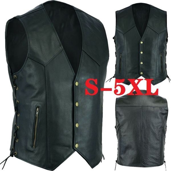 Herren Westen Weste Leder Punk Mode Casual Mantel Motorrad Weste Männer Solide Weste Flotte 230904