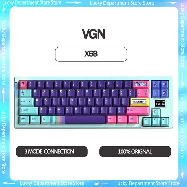 Klavyeler VGN X68 Klavye Oyun Mini Takas RGB Backlit Bluetooth 5 0 2 4G Kabel Tipe C Tiga Modu Disesuaikan Hadiah 230905