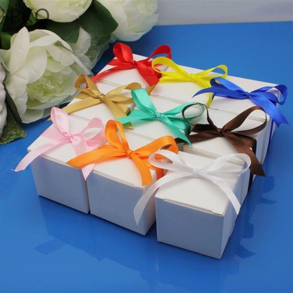 50 pezzi di carta kraft vuota scatola di imballaggio piccola scatola di cartone regalo di sapone fatto a mano per gioielli artigianali di nozze caramelle con nastro ZHL1200316A