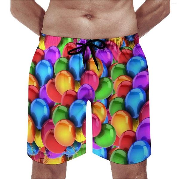 Shorts Masculinos Board Balão Bouquet Retro Beach Trunks Impressão Colorida Homens Secagem Rápida Sportswear Tamanho Grande