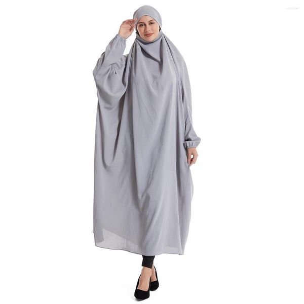 Roupas étnicas Abaya Muçulmano Mulheres Com Capuz Robe Verão Fino Gelo Seda Solta Vestidos Ramadan Batwing Manga Robes Hijab Oração Vestuário