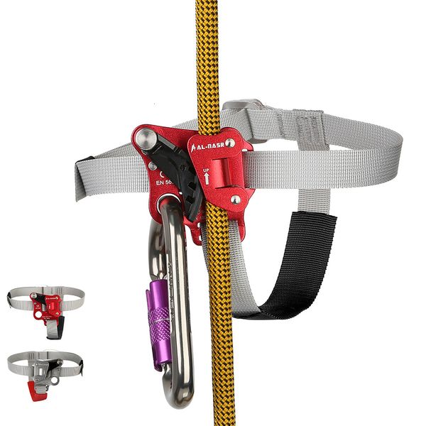 Carabiners SRT Rock Climbing Foot Ascender Riser com Pedal Belt Grip Rope Gear Anti Fall Off Left Right Foot Ascend 230905