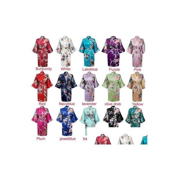 Mulheres sleepwear mulheres sólido royan seda robe senhoras cetim pijama lingerie quimono banho vestido pjs camisola 17 cores3699 drop delive dhvnd
