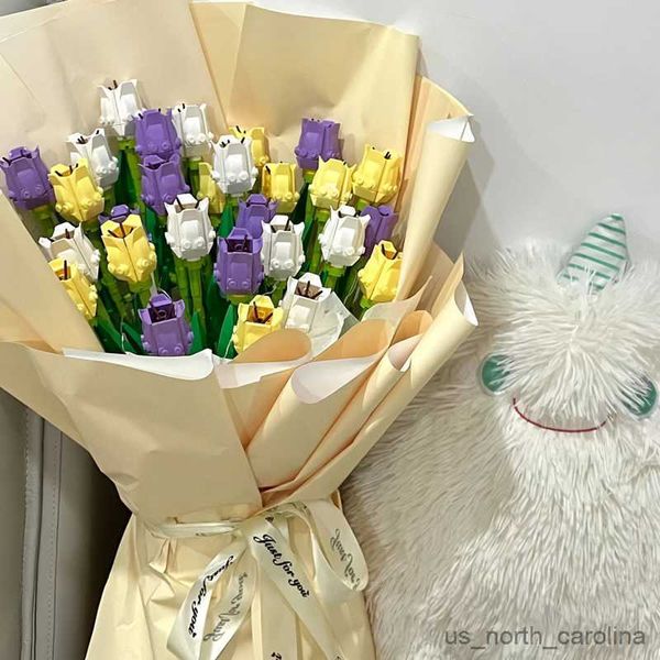 Blocchi di fiori creativi fai da te pianta bouquet mattoni immortali blocchi di costruzione squisiti decorati set di fiori regali per bambini R230905