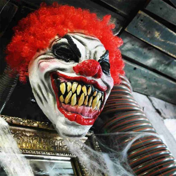 Maschere per feste Maschere da clown spaventoso da uomo Joker malvagio Maschera in lattice horror Vestito operato da Halloween Puntelli in lattice Abbigliamento Copricapo T230905