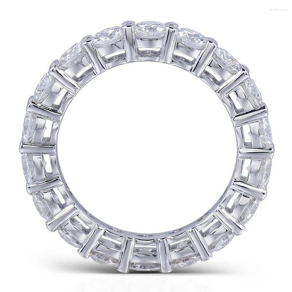 Anelli a grappolo in ARGENTO 925 PAVE' Taglio rotondo 6 6mm QUADRATO COMPLETO Diamante simulato FASCIA DI FIDANZAMENTO ETERNITY MATRIMONIO Taglia 5 7 8 9 10 11 12