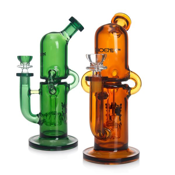 Narghilè Bong in vetro Riciclatore Pipa ad acqua per fumatori Dab Rig Bong in vetro spesso Phoenix con soffione Perc 8,5 pollici Bong a percolatore