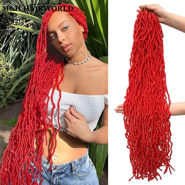 Bulks de cabelo humano vermelho faux macio locs crochê extensões de cabelo para mulheres negras sintético locs crochê encaracolado trança dreadlocks extensão de cabelo 230904