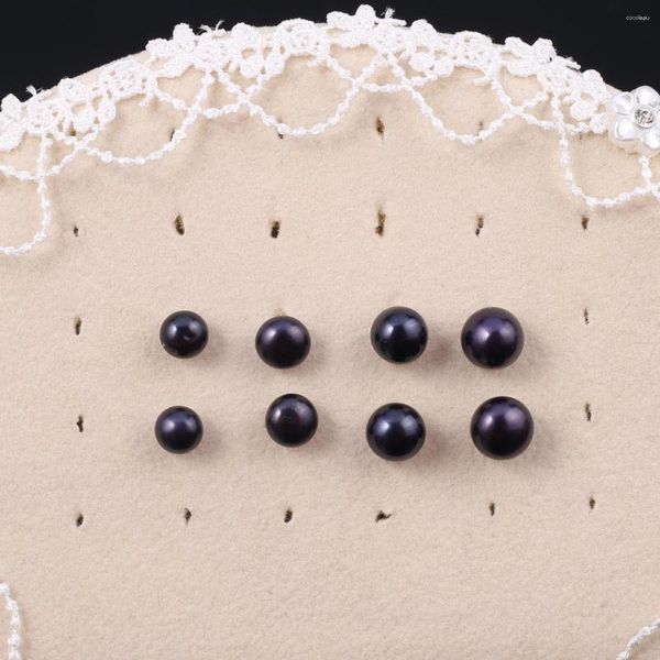 Brincos de garanhão de água doce de água doce pérolas Ear preto um par preto para fazer judeu DIY Mulheres feitas artesanais 7-11mm