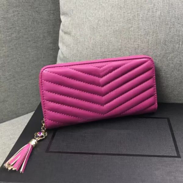 Portafoglio con cerniera in morbida pelle di design Pochette da lavoro lunga da donna Borsa porta carte di credito classica in vera pelle Borsa portamonete di grande capacità Borsa a mano all'ingrosso