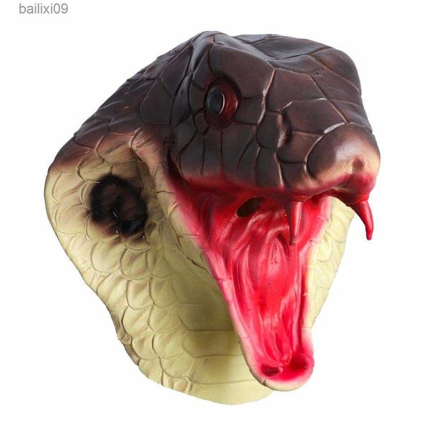 Máscaras de festa Cobra Costume Novidade Halloween Costume Party Latex Animal Cobra Head Mask Snake T230905