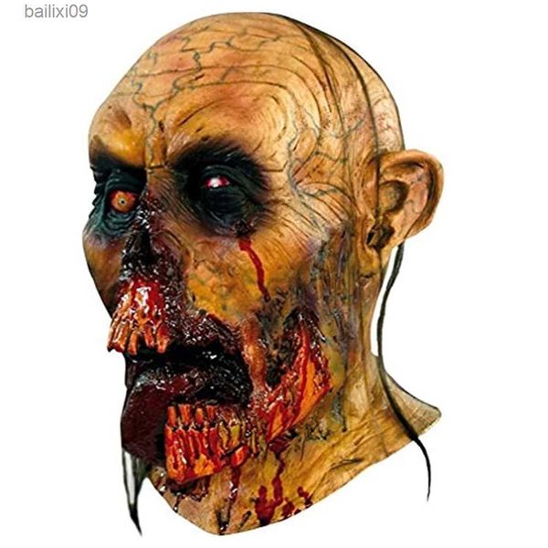 Máscaras de festa Zombie Tongue Máscara de látex Máscara de Halloween Derretendo Face Walking Dead Halloween Assustador Traje Adereços T230905