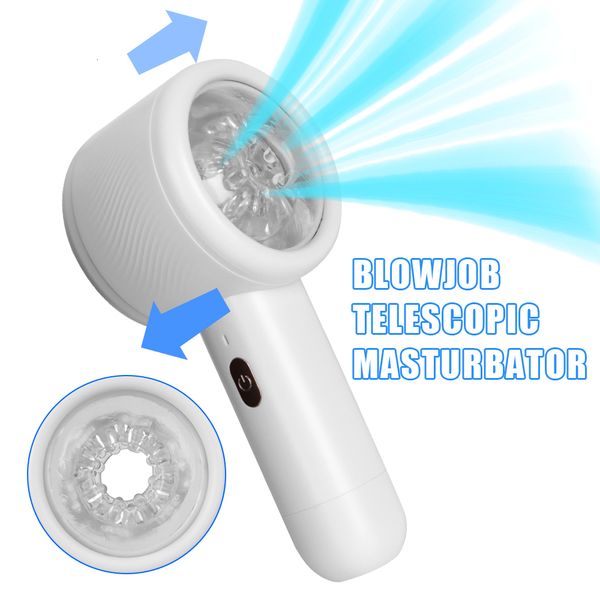 Masturbatori Masturbatore maschile Pompa per pene Vibratore telescopico automatico per uomo Glande vaginali Succhiare Esercitatore Pompino Giocattolo del sesso Asciugatrice sexy 230904