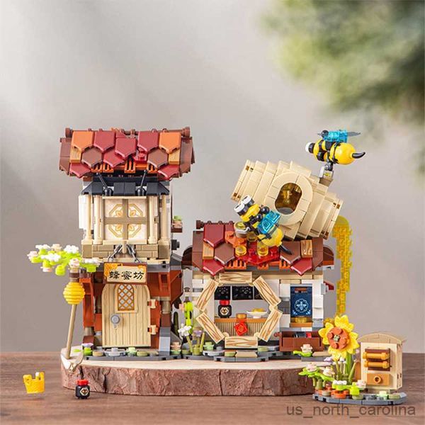 Blocchi Creative Street View Bee House Maiale Negozio Modello Building Blocks Architettura della città Casa Giocattoli Regali per bambini R230905