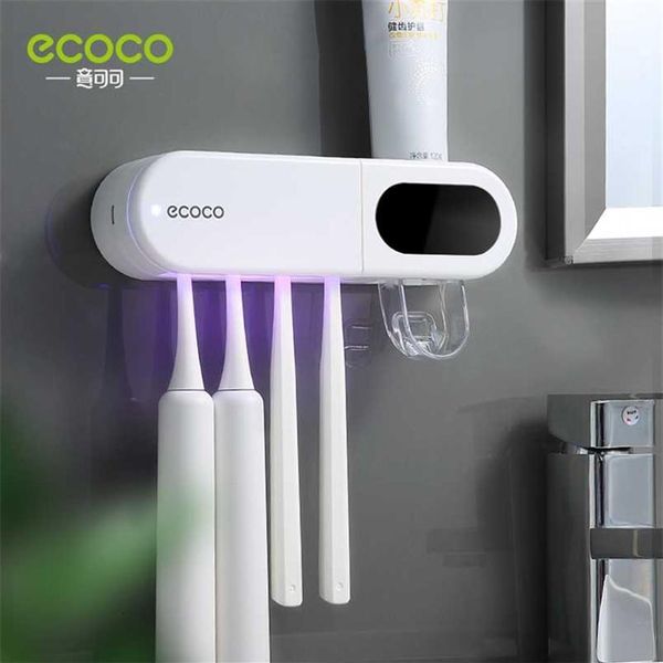 ECOCO Porta spazzolino elettrico a doppia sterilizzazione Dispenser per dentifricio resistente al carico Smart Display Accessori da bagno 2111317Y