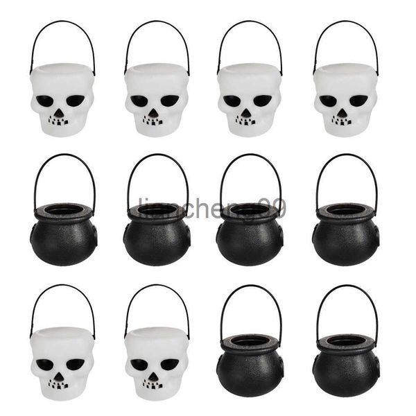 Decoração de festa 4pcs Halloween plástico crânio crânio preto Candel