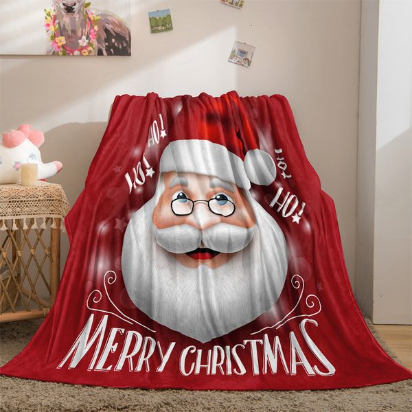 Cobertores Feliz Natal Temático Flanela Lance Cobertor King Size Papai Noel Padrão para Cama Sofá Cobertor Super Leve para Crianças 230904