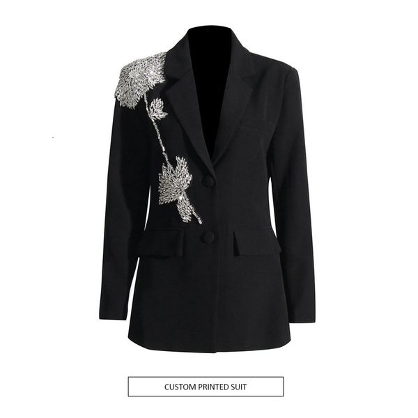 Женский полушерстяной дизайн Sense, однотонный маленький костюм, весенняя мода, воротник поло, тяжелое украшение для работы, карманное пальто 230905