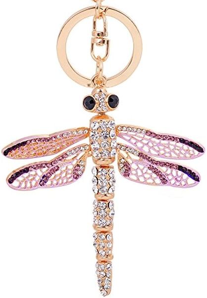 Брелок «Стрекоза» с кристаллами и подвижными крыльями, брелок для ключей, женская сумочка, подвеска-кошелек, кольцо для ключей, бутик, подарок 1221349
