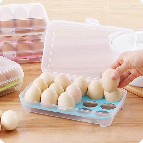Depolama Şişeleri 15 ızgara Yumurta Plastik Kutu Gıda Konteyneri Organizatör Uygun Kutular Çok Fonksiyonlu Cadih Mutfak Restoran Ürünleri