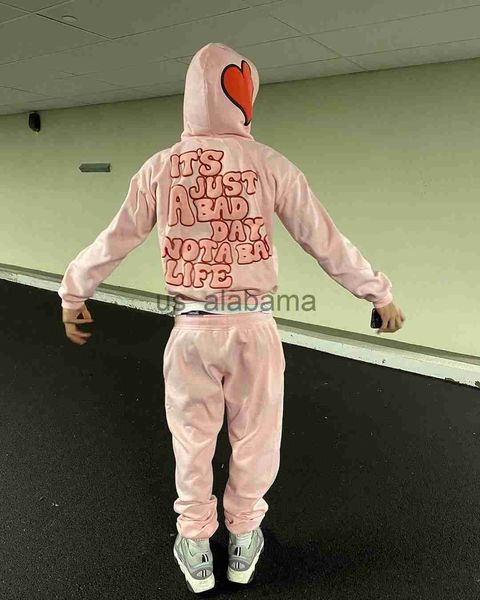 Erkek Hoodies Sweatshirts y2k Kore tarzı pembe pantolon Setler Erkek Kadın Sweatshirt Giysileri Yüksek Bel Rahat Hoodie Gevşek Harajuku Moda Sokak Giyim Pantolonları X0905