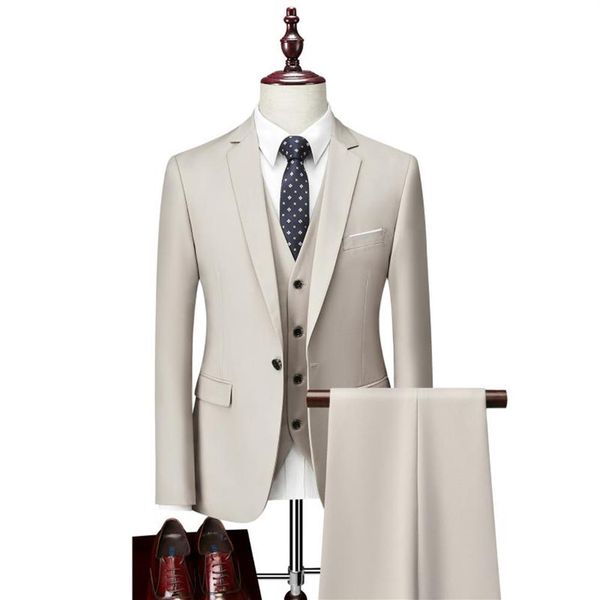 Herren-Freizeitanzug, Hochzeit, Bräutigam, ein geknöpft, formeller Dr.-Anzug, dreiteiliges Set, 264 g