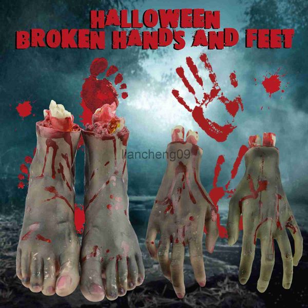 Party Dekoration Halloween Horror Fake Hand Fuß Künstliche Ornament Gruseliger Arm Abgeschnittene Hand Blutige Halloween Prop Spukhaus Party Dekoration x0905